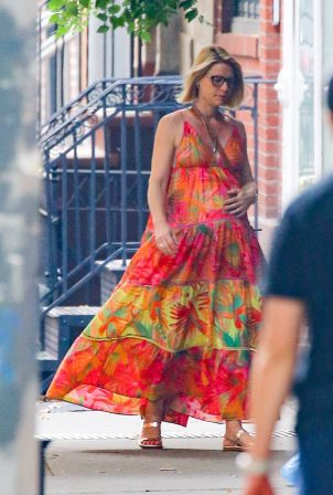 Claire Danes - In a colorful dress out in New York