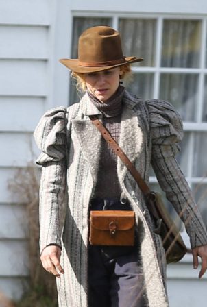 Claire Danes - In a Victorian costume for 'The Essex Serpent' in London