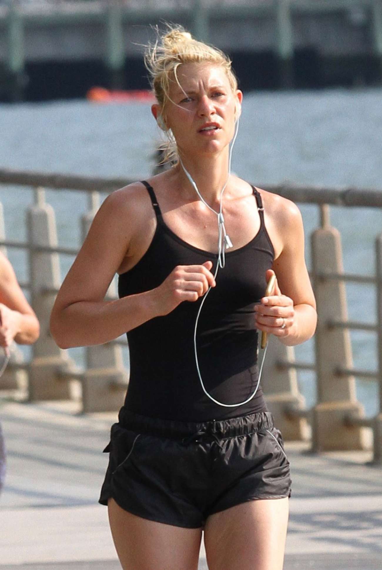 Claire Danes in Shorts Jogging in New York
