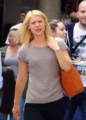 Claire Danes on the set of the Homeland in NYC
