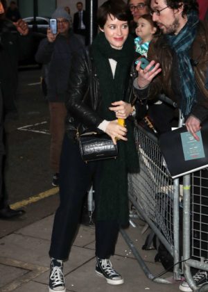 Claire Foy - Arrives at BBC Radio Two Studios in London