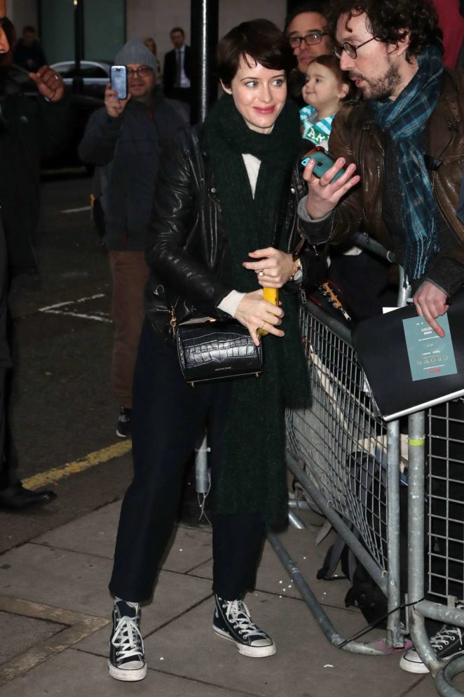Claire Foy - Arrives at BBC Radio Two Studios in London