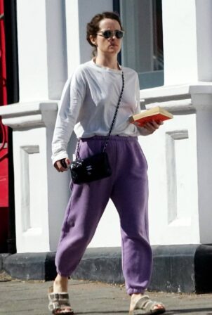 Claire Foy - In a sweat top running errands in Hampstead