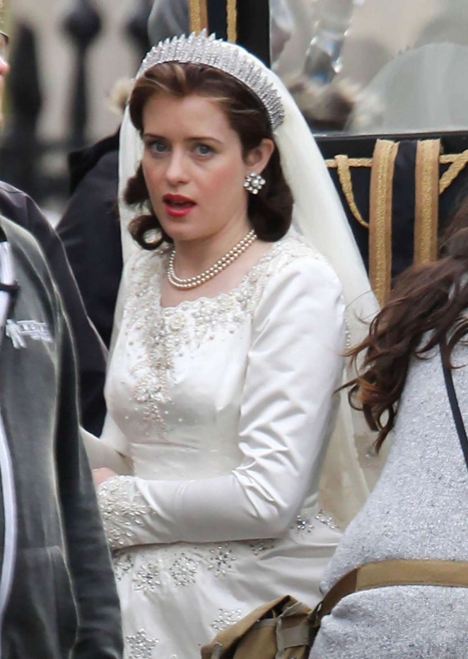 Claire Foy - On The Set Of 'The Crown' in England