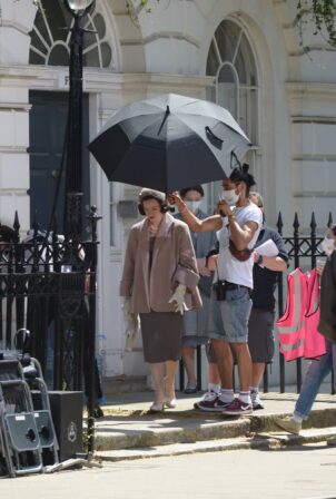 Claire Foy - Spotted for the first time of 'Very British Scandal' Season 2 in London