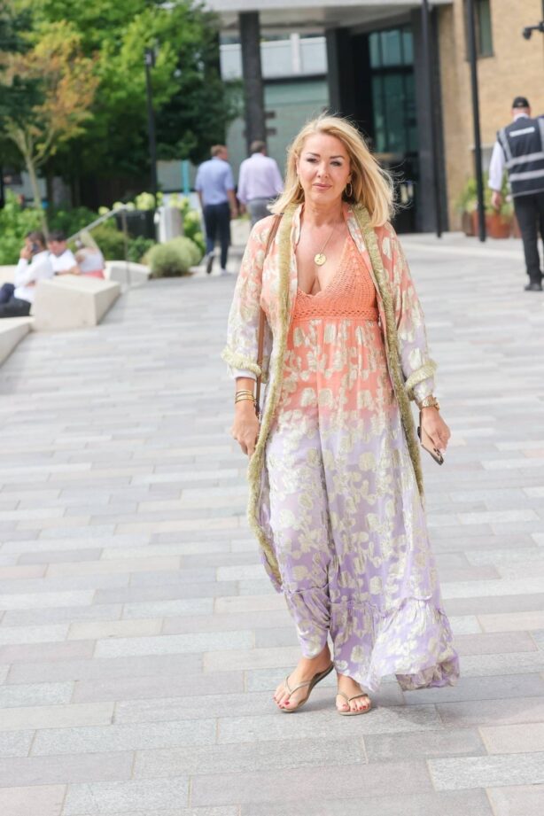 Claire Sweeney - Seen in print maxi dress at Soho House White City