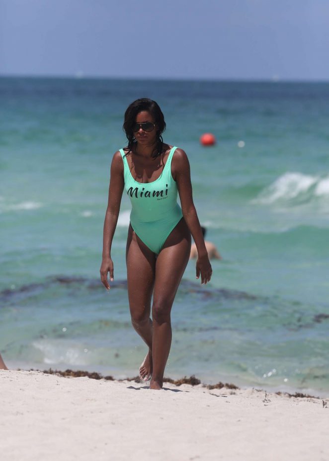 Claudia Jordan in Swimsuit in Miami Beach