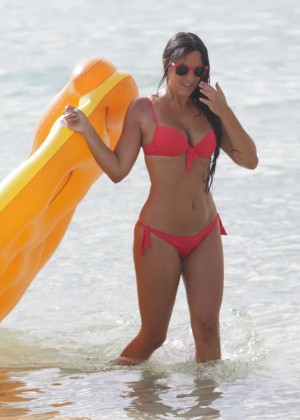 Claudia Romani in Red Bikini in Miami Beach
