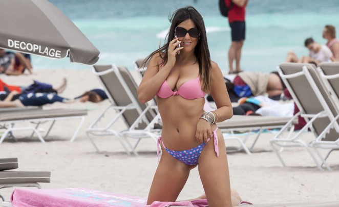 Claudia Romani in Bikini on the beach in Miami