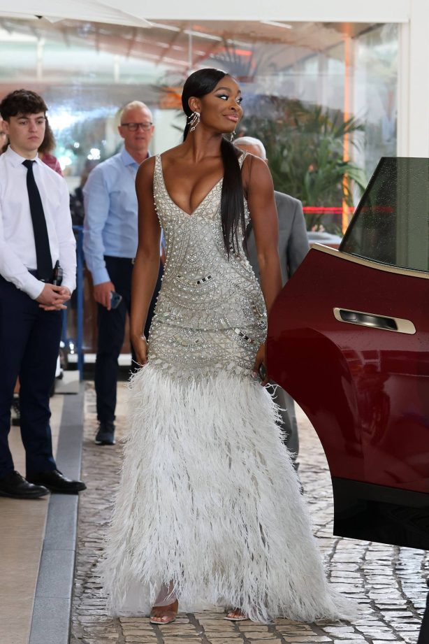 Coco Jones - Wearing silver gown during the 76th Cannes Film Festival