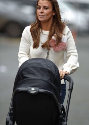 Coleen Rooney at the Old Trafford stadium in Manchester