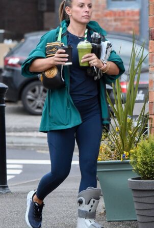 Coleen Rooney - Seen after a boxing class wearing plastic boot in Manchester