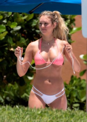 Corinne Olympios in Bikini at a pool in Miami