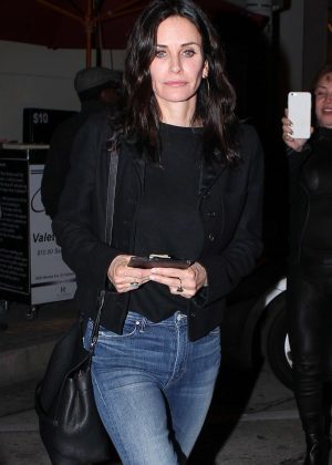 Courteney Cox in Jeans Leaving Craig's in West Hollywood