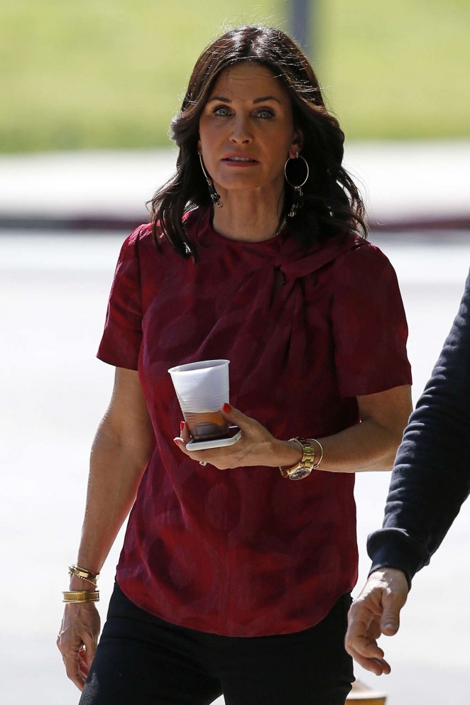 Courteney Cox on 'How to get away with murder' set in Woodland Hills