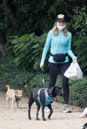 Courtney Thorne-Smith - Out for a dog walk in Brentwood