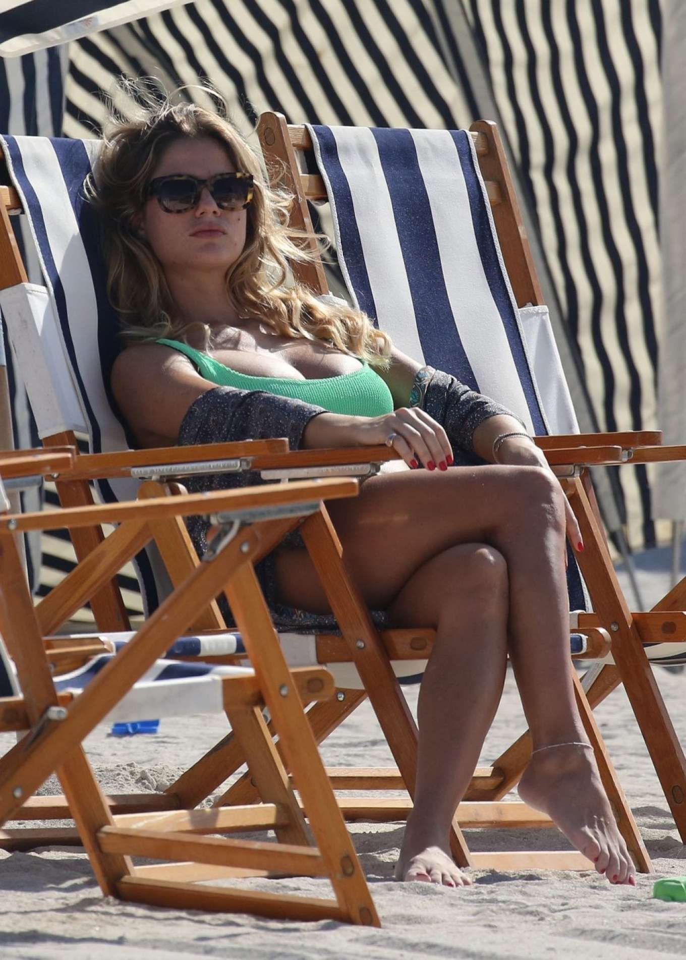 Cristina Marino in Green Bikini on the beach in Miami. 