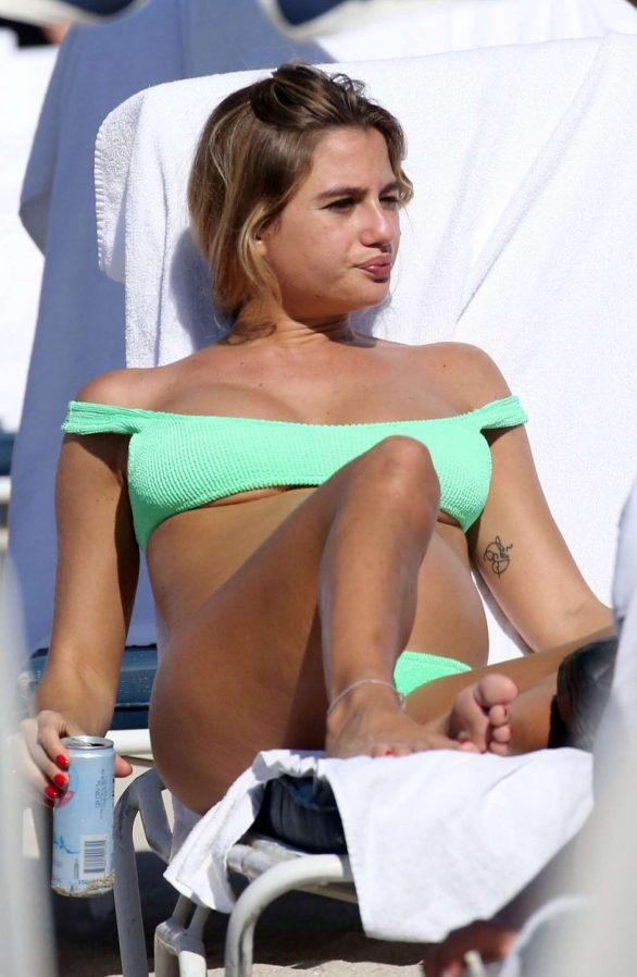 Cristina Marino in Green Bikini on the beach in Miami