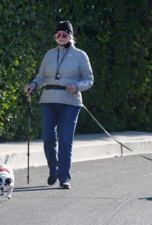 Cybill Shepherd - Steps out for a walk with her dogs in Los Angeles