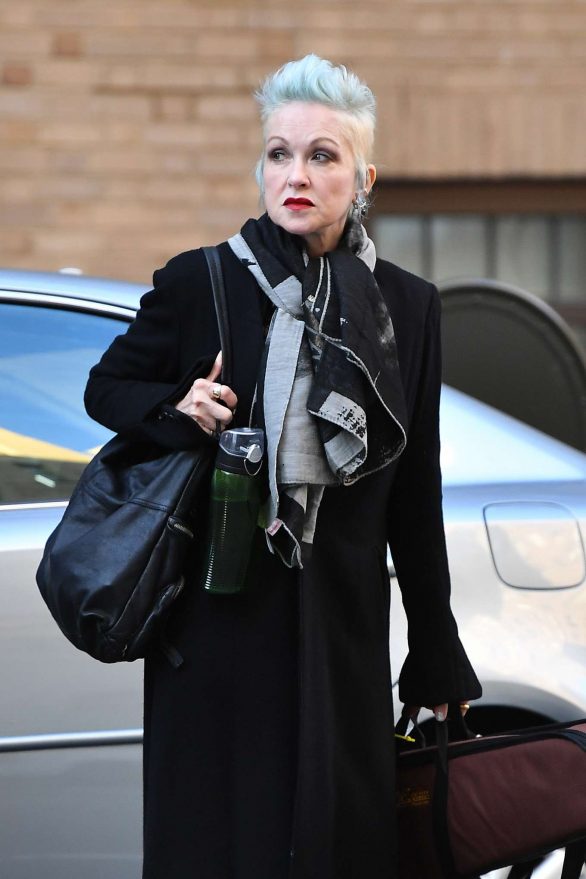 Cyndi Lauper waits for a cab in New York City