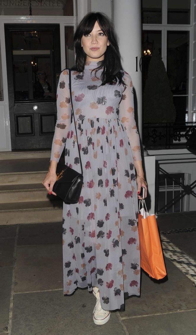 Daisy Lowe - Leaving Tanya Burrs Birthday Party in London