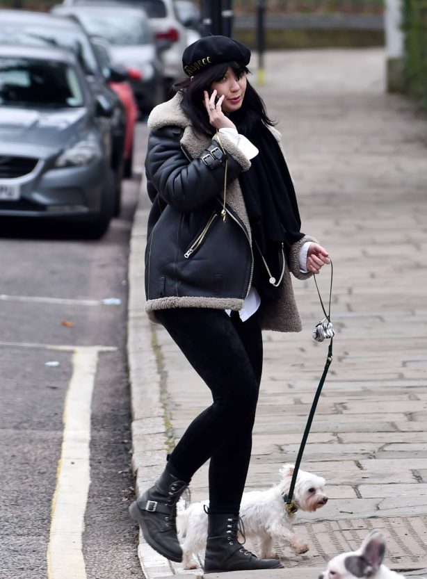Daisy Lowe - Out for a walk with her dog Monty in Primrose Hill