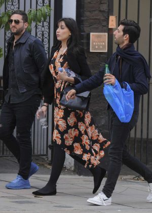 Daisy Lowe with friends out in Primrose Hill