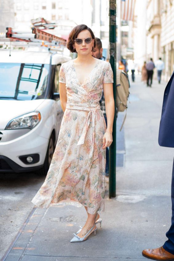 Daisy Ridley in Floral Dress - Out and about in New York City