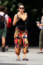 Daisy Ridley in Floral Print Pants - Out in New York