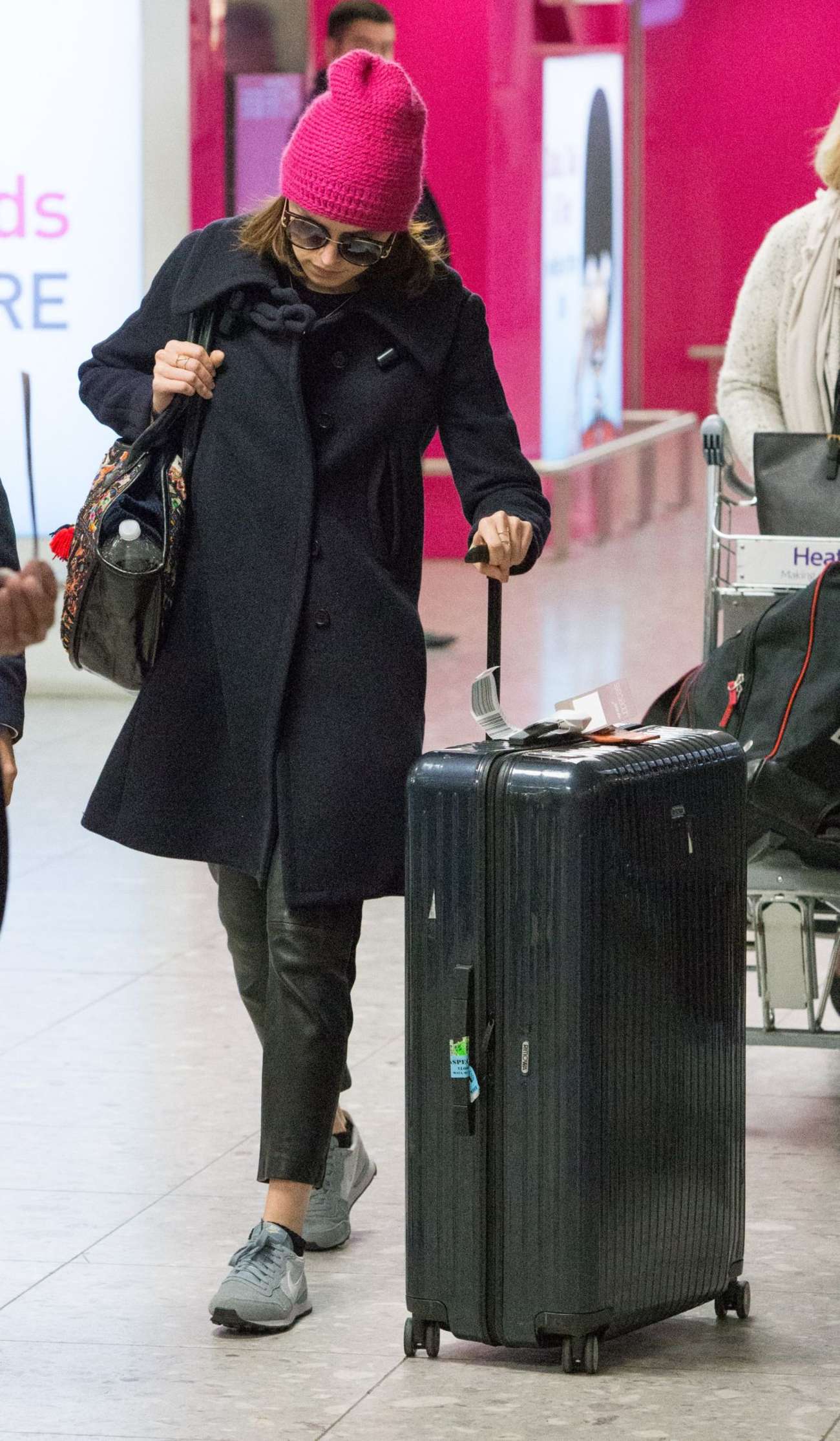 Daisy Ridley in Leathe at Heathrow Airport in London