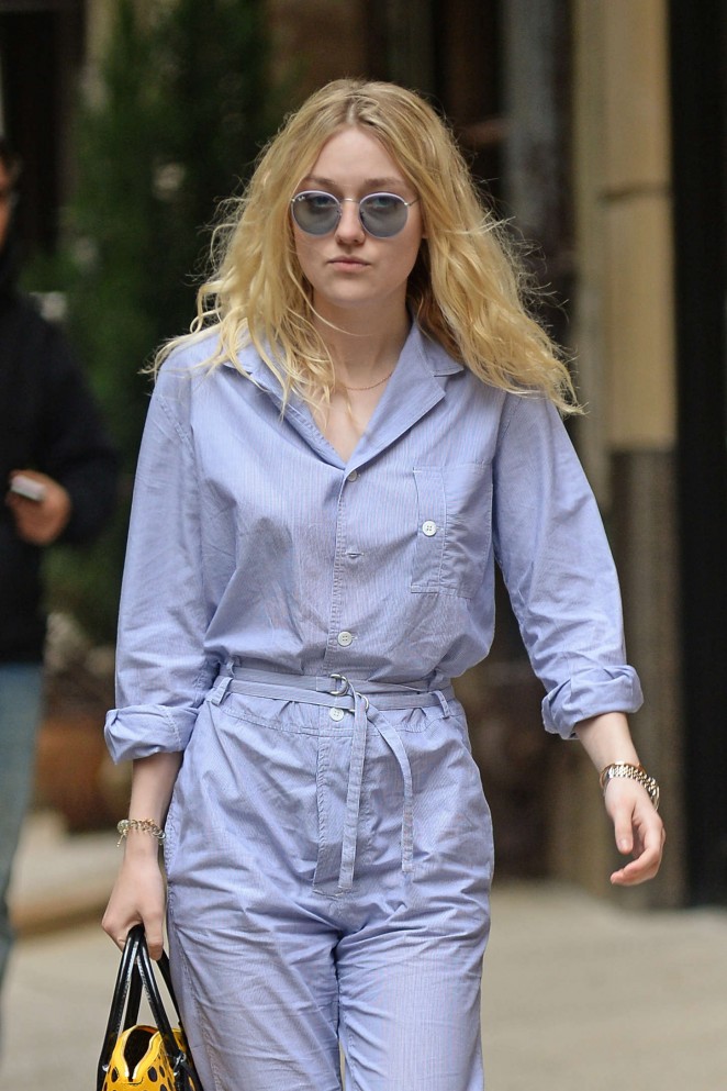 Dakota Fanning in Jumpsuit Out in NYC