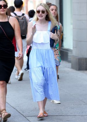 Dakota Fanning in Long Dress Out in New York