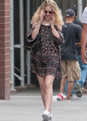 Dakota Fanning in Mini Dress out in Manhattan