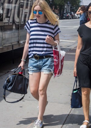 Dakota Fanning in Jeans Shorts Out in Soho