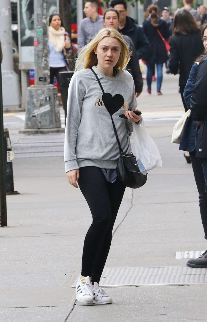 Dakota Fanning in Tights Out in New York