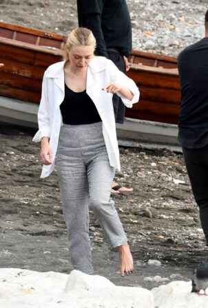 Dakota Fanning - On a boat while filming Mr. Ripley in Atrani