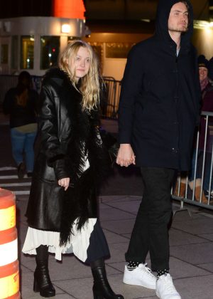 Dakota Fanning with Henry Frye out in NYC