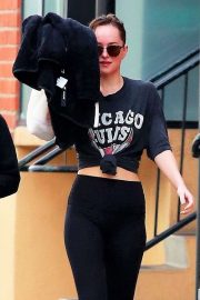 Dakota Johnson in Gym Outfit at Tracy Anderson Studios in LA