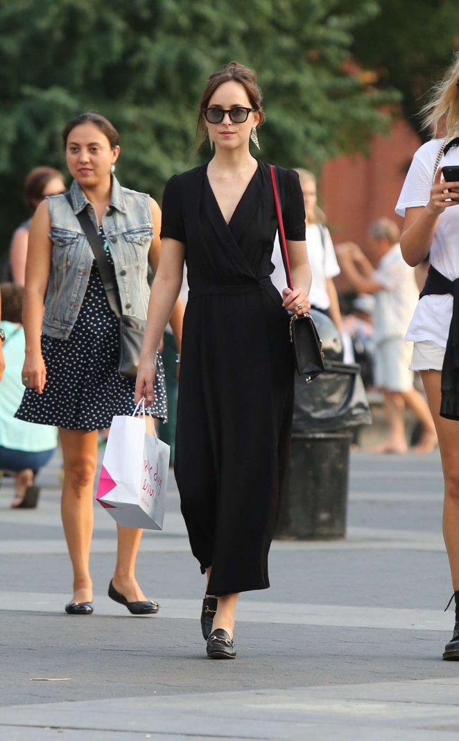 Dakota Johnson in Long Dress Shopping in New York City