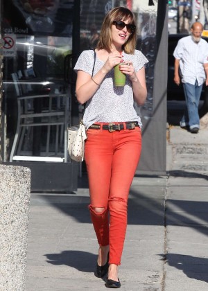 Dakota Johnson in Red Jeans Out in LA