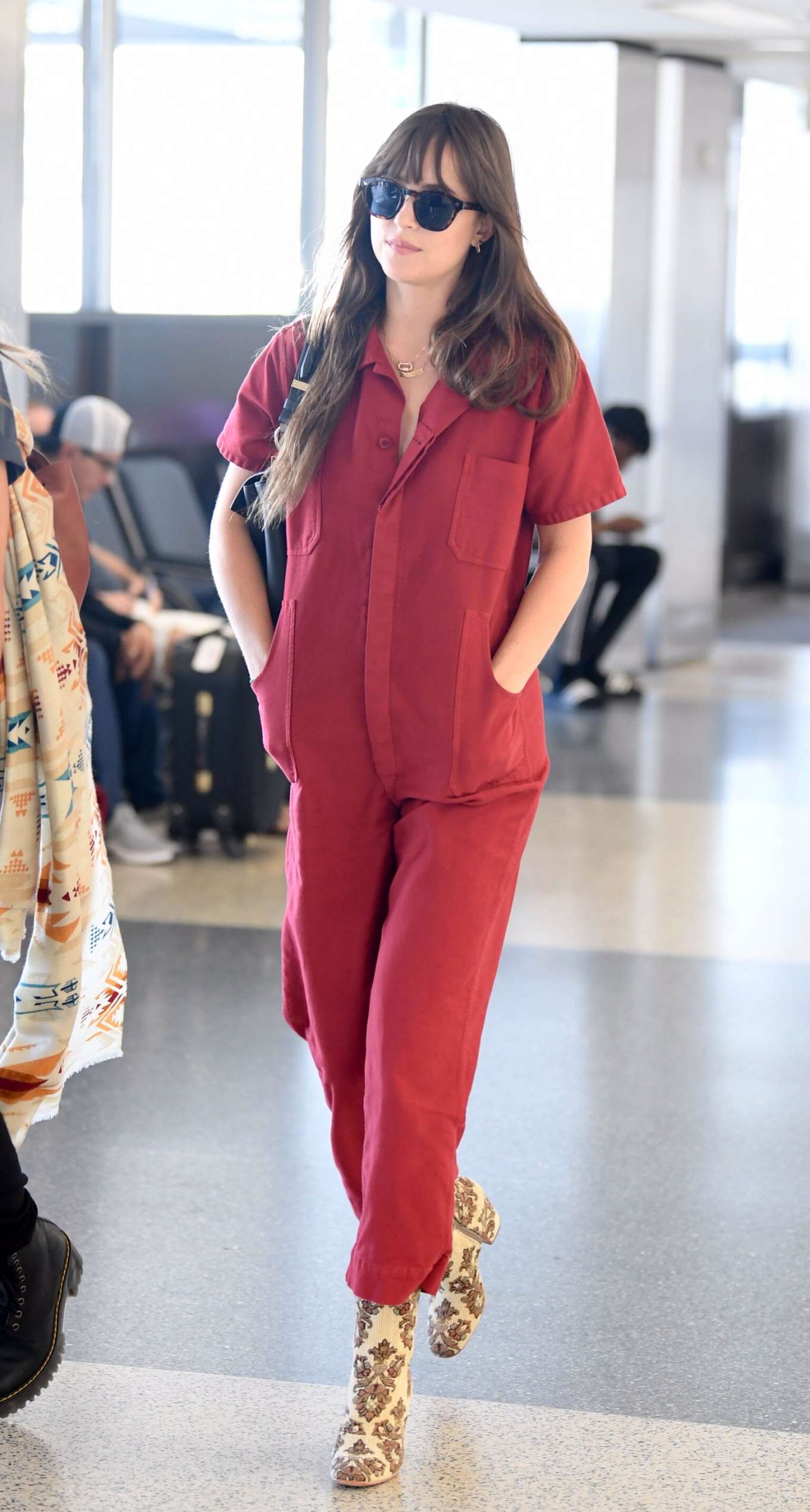 Dakota Johnson 2019 : Dakota Johnson in Red Jumpsuit-08