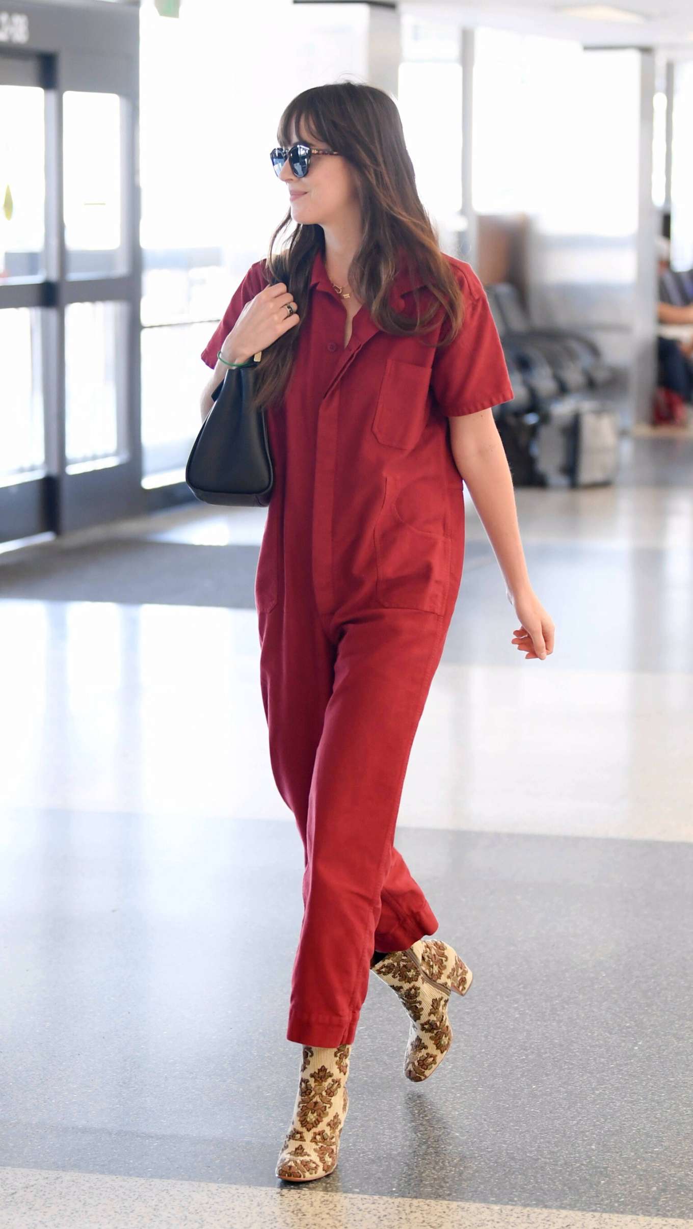 Dakota Johnson 2019 : Dakota Johnson in Red Jumpsuit-09