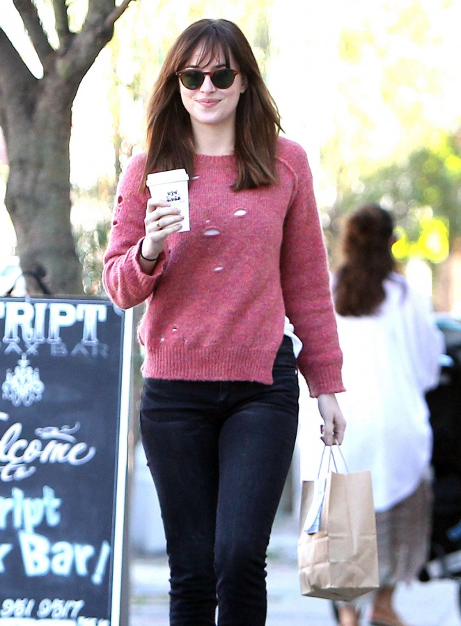 Dakota Johnson in jeans Out for coffee in West Hollywood