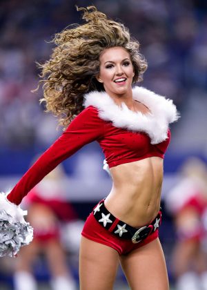 Dallas Cowboys Cheerleaders in Santa Suits - Performing an NFL football game in Arlington