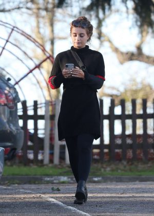 Dani Dyer in Black Mini Dress out in London