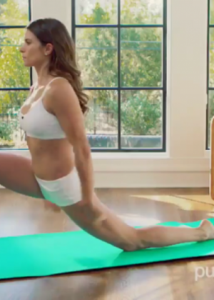 Danica Patrick in Shorts Doing Yoga