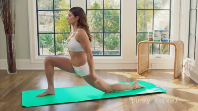 Danica Patrick in Shorts Doing Yoga