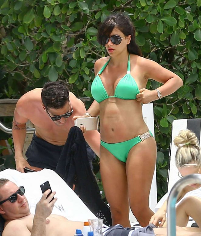 Daniella Semaan in Green Bikini in Miami