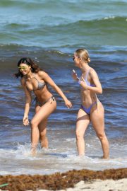 Danielle Herrington and Jasmine Sanders in Bikini at the beach in Miami