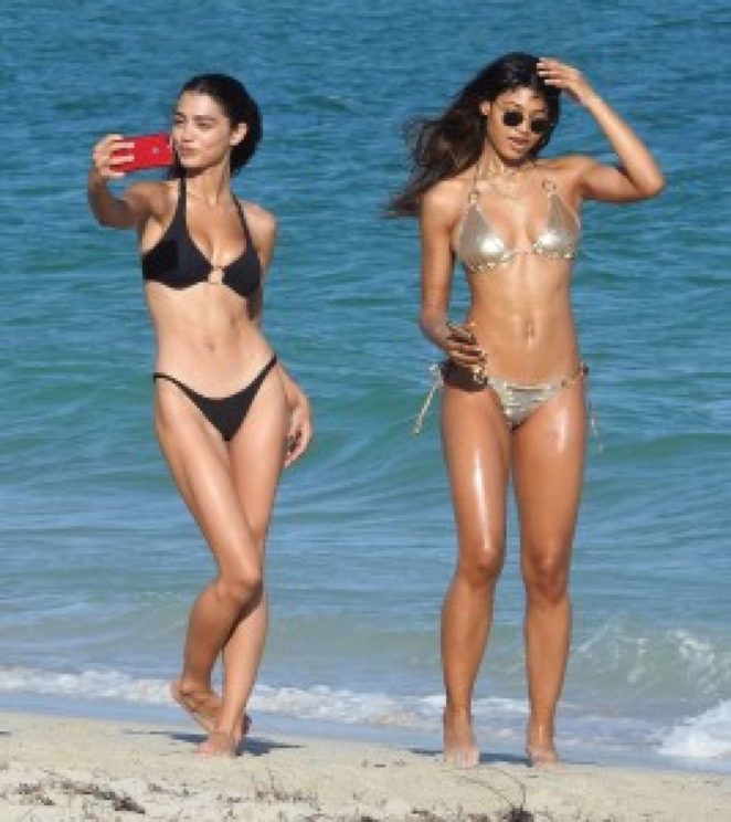 Danielle Herrington and Raven Lyn in Bikini at a Miami Beach